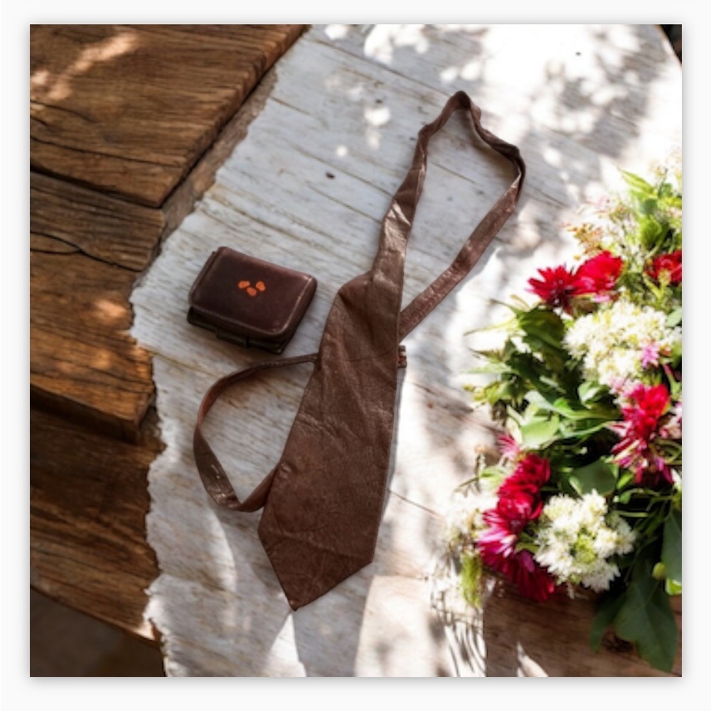 VTG Genuine Leather Tie -Rustic Brown-Handcrafted 🤎-Rare Find​